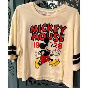 Disney Retro Original Mickey Mouse 1928 Football Varsity Baseball T-Shirt-EUC-XL